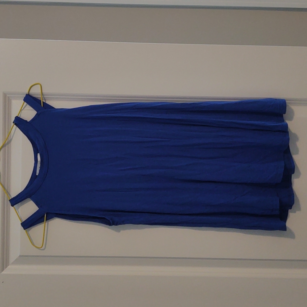 Blue sleeveless knit top